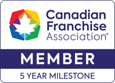 Canadian Franchise Association member badge marking a five year membership milestone.